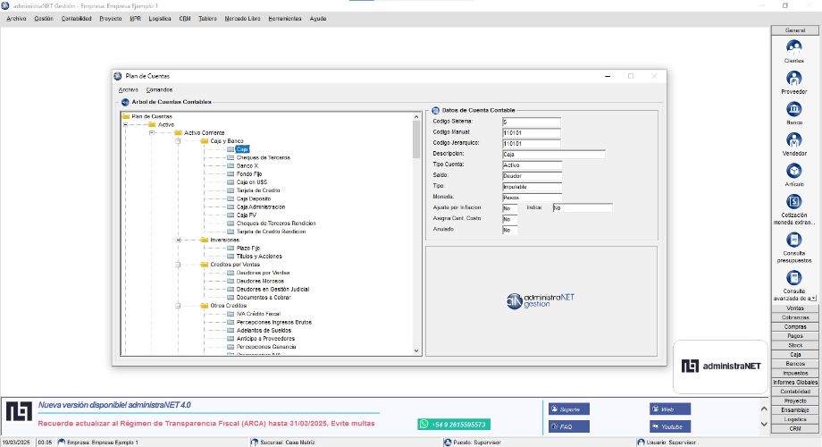 administraNET Gestión - Plan de cuentas contable de administraNET